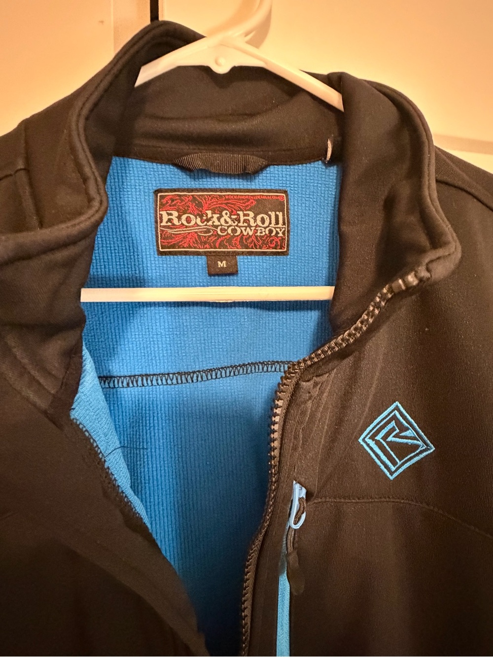 Rock & Roll Cowboy Men’s Black Jacket with Blue Lining - Medium